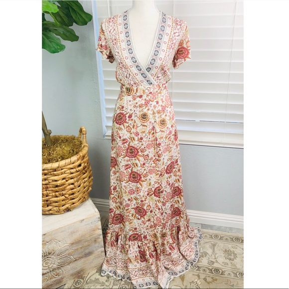 Dresses & Skirts - NWT BLUSH PINK AND CREAM FLORAL WRAP MAXI DRESS